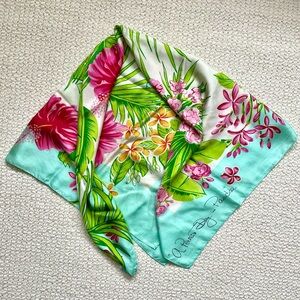 Vintage Carleton Varney Silk Scarf | Rare “A Perfect Day In Paradise” 🌺